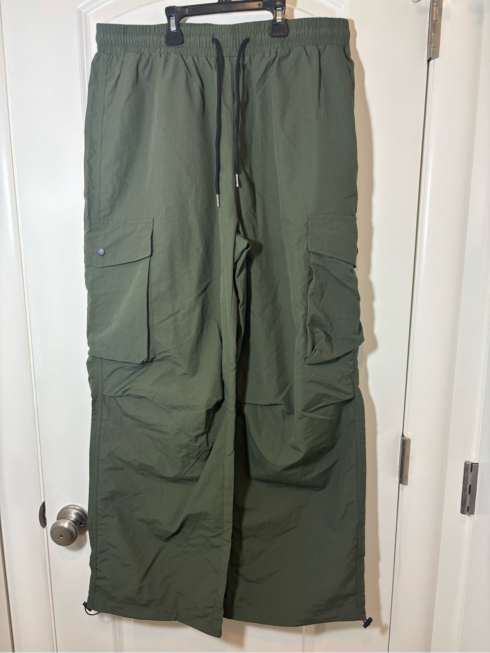Men's Olive Drawstring Cargo Pants with Utility Pockets